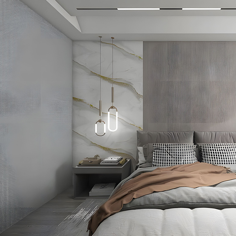 Filme de transferência PET de parede de quarto com padrão de nuvem de onda dourada