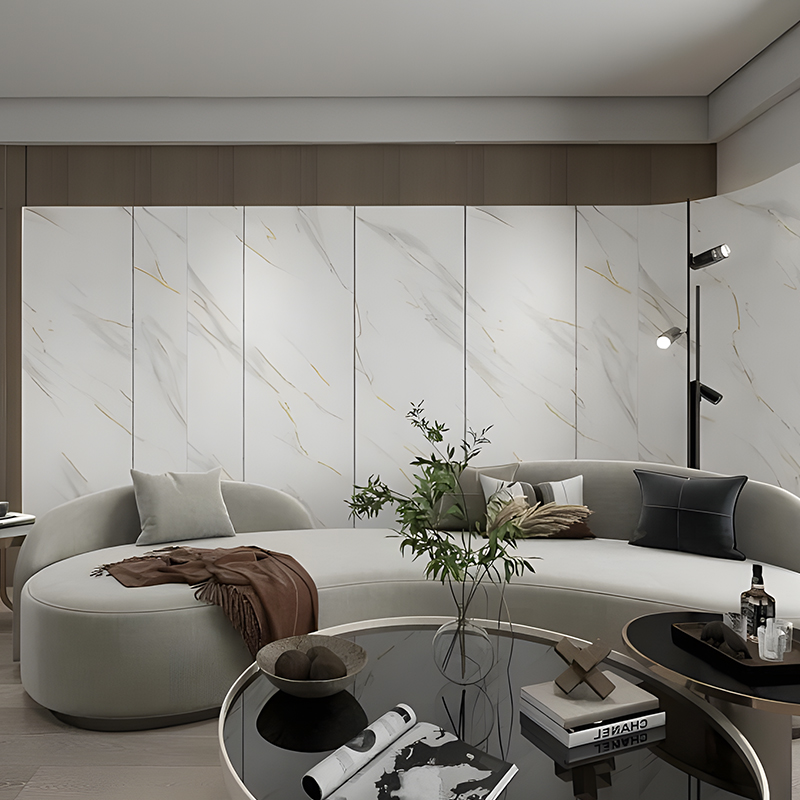 Filme de transferência PET de parede com destaque para sala de estar de apartamento