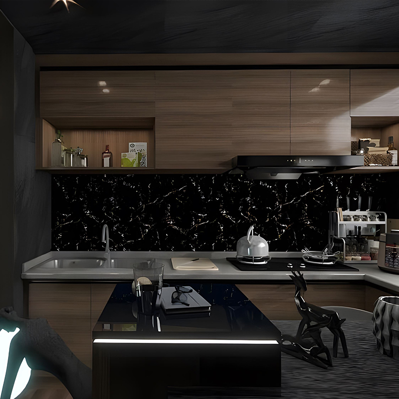 Filme de transferência PET de decoração de armário de cozinha de cristal preto dourado