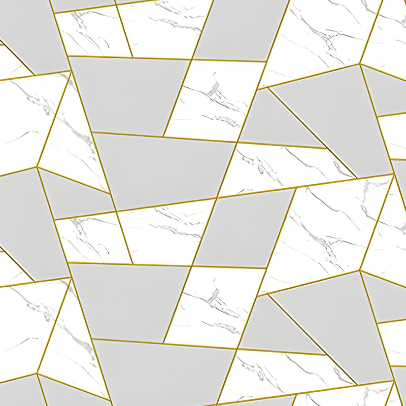 Filme de transferência PET geométrico dourado para decoração de parede de fundo de sala de estar