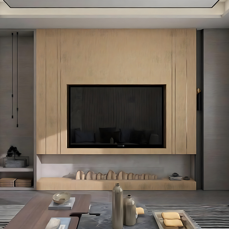 Filme de transferência de calor PET texturizado Golden Oak para gabinete de TV para sala de estar