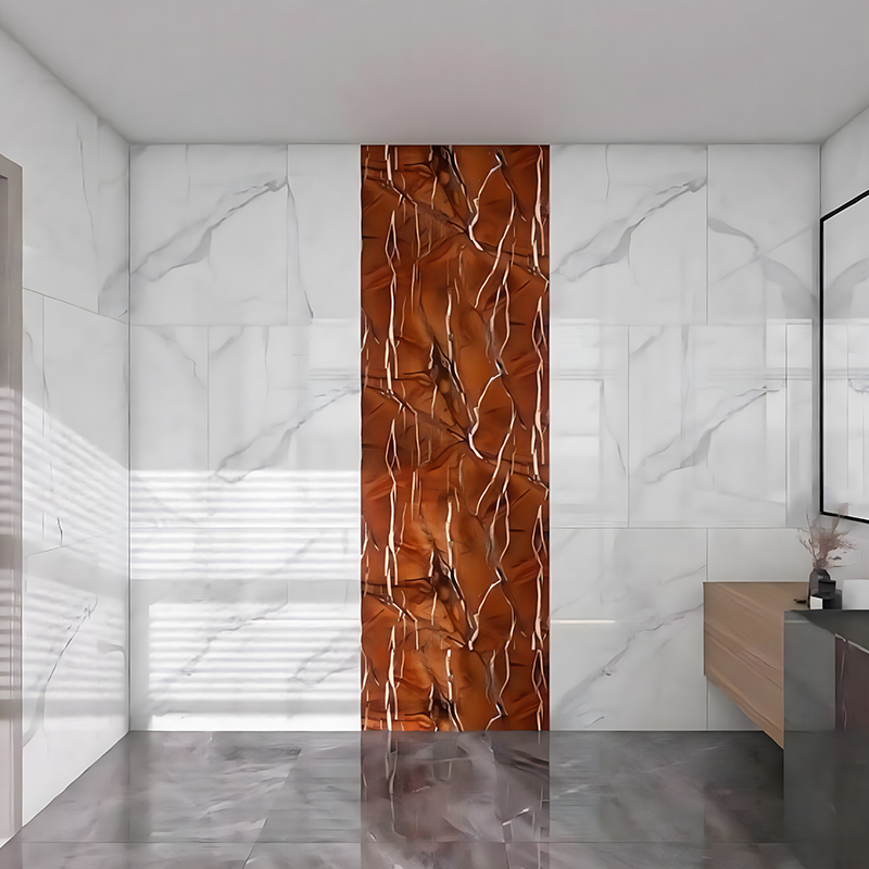 Rainforest Brown Texturizado Banheiro Backsplash Decoração PET Filme de transferência de calor